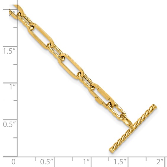 Leslie's 14K Polished and Twisted Fancy Link Toggle Bracelet