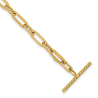 Leslie's 14K Polished and Twisted Fancy Link Toggle Bracelet