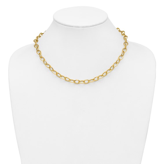 Leslie's 14K Polished and Twisted Fancy Link Necklace