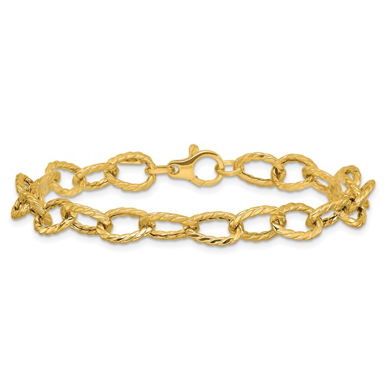 Leslie's 14K Polished and Twisted Fancy Link Bracelet