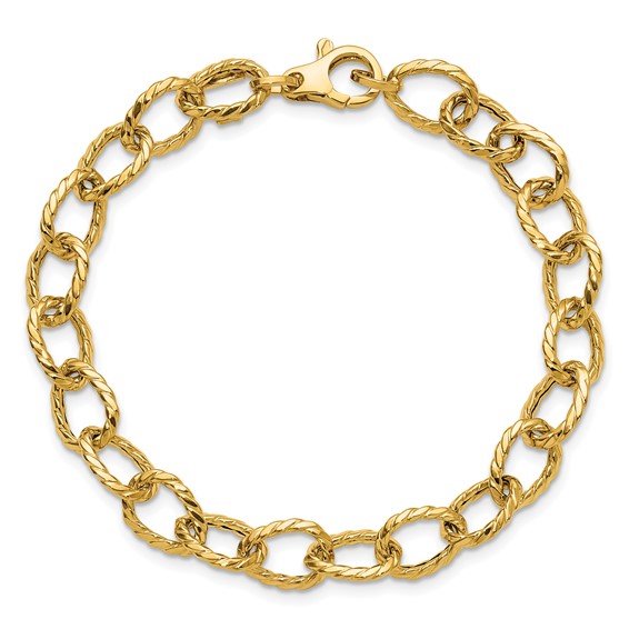 Leslie's 14K Polished and Twisted Fancy Link Bracelet