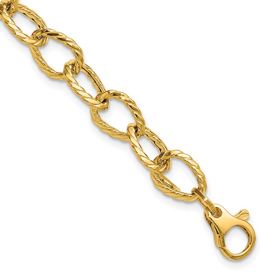 Leslie's 14K Polished and Twisted Fancy Link Bracelet