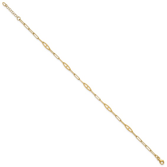 Leslie's 14K Fancy Paperclip Link 9 inch Plus 1 inch Extender - Total 10 inch Anklet