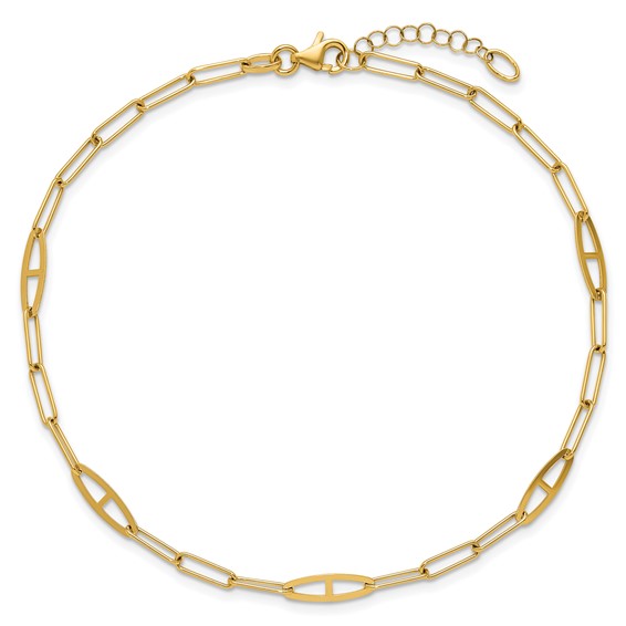 Leslie's 14K Fancy Paperclip Link 9 inch Plus 1 inch Extender - Total 10 inch Anklet