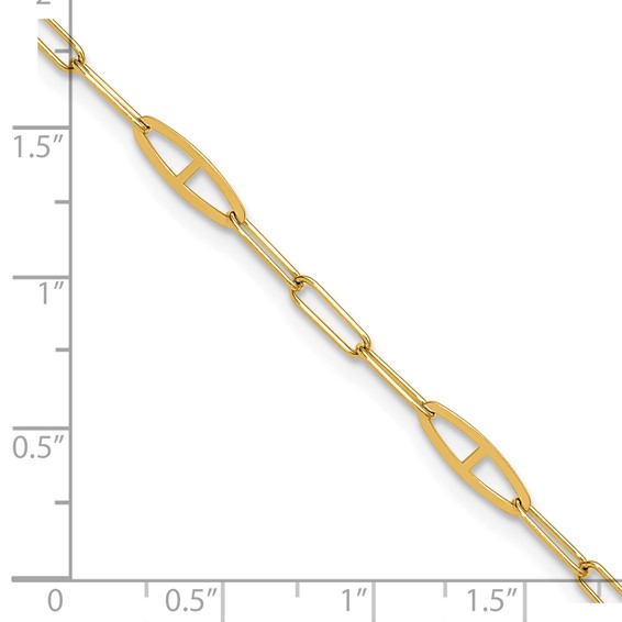 Leslie's 14K Fancy Paperclip Link 9 inch Plus 1 inch Extender - Total 10 inch Anklet
