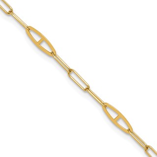 Leslie's 14K Fancy Paperclip Link 9 inch Plus 1 inch Extender - Total 10 inch Anklet
