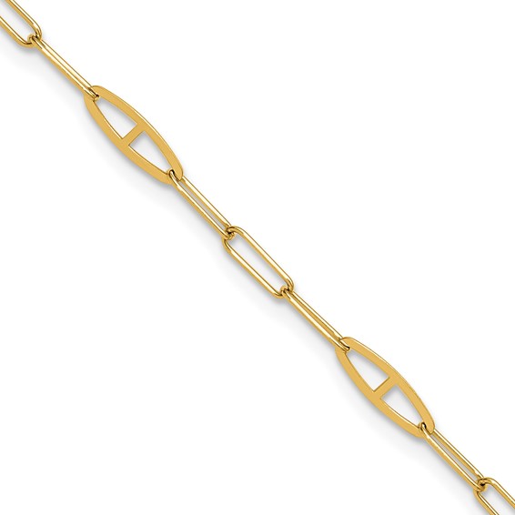 Leslie's 14K Fancy Paperclip Link 9 inch Plus 1 inch Extender - Total 10 inch Anklet