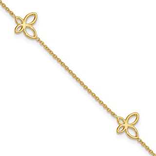 Leslie's 14K Open Butterfly 3-Station 9 inch Plus 1 inch Extender - Total 10 inch Anklet