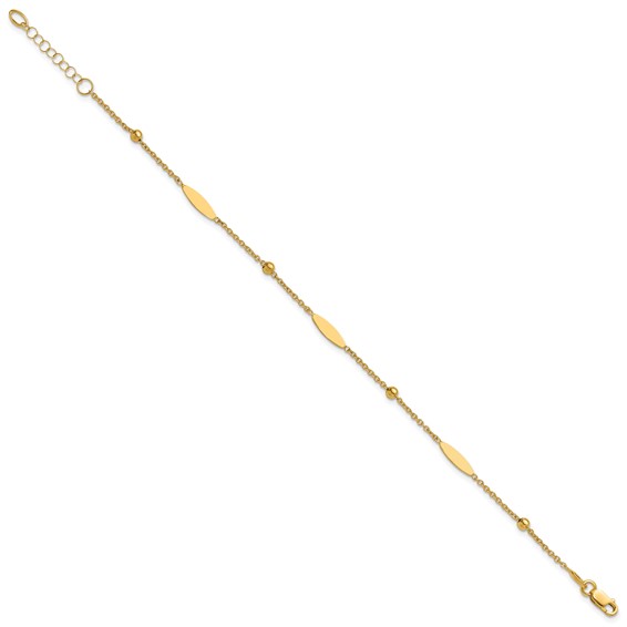 Leslie's 14K Polished Oval Disk Station w/1in ext. Bracelet