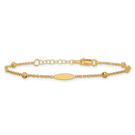 Leslie's 14K Polished Oval Disk Station w/1in ext. Bracelet