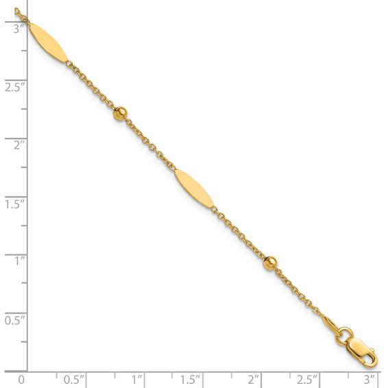 Leslie's 14K Polished Oval Disk Station w/1in ext. Bracelet