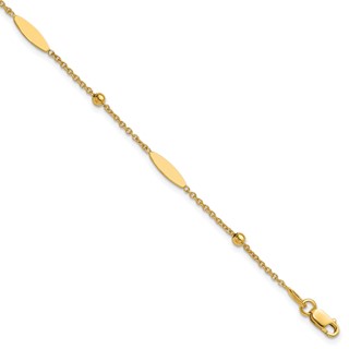 Leslie's 14K Polished Oval Disk Station w/1in ext. Bracelet