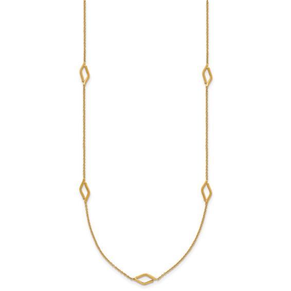 Leslie's 14K Polished Diamond-shaped Station w/2in ext. Necklace