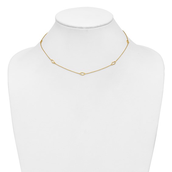 Leslie's 14K Polished Diamond-shaped Station w/2in ext. Necklace
