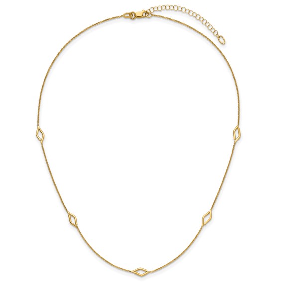 Leslie's 14K Polished Diamond-shaped Station w/2in ext. Necklace