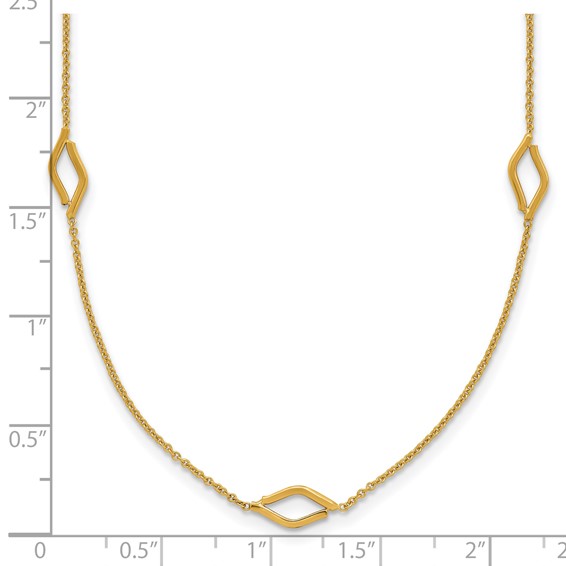 Leslie's 14K Polished Diamond-shaped Station w/2in ext. Necklace