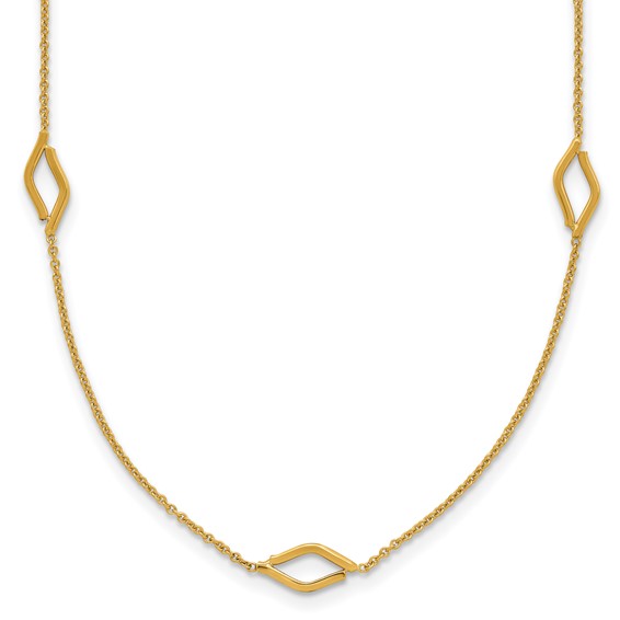 Leslie's 14K Polished Diamond-shaped Station w/2in ext. Necklace