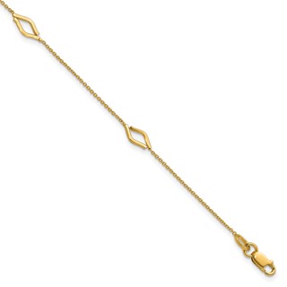 Leslie's 14K Polished Diamond-shaped Station w/1in ext. Bracelet