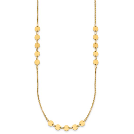 Leslie's 14K Polished Circle Disc w/2in ext. Necklace