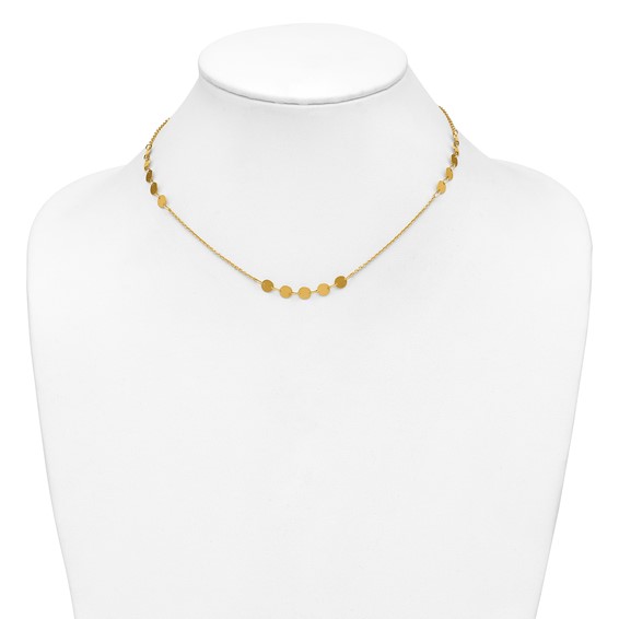 Leslie's 14K Polished Circle Disc w/2in ext. Necklace