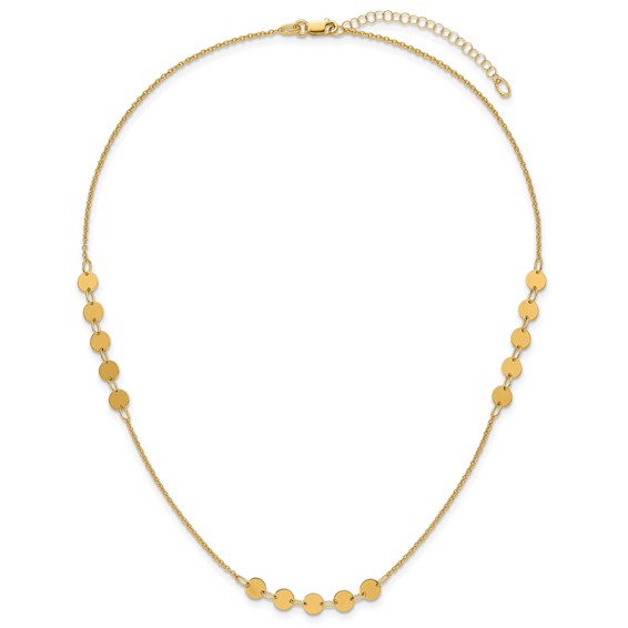 Leslie's 14K Polished Circle Disc w/2in ext. Necklace