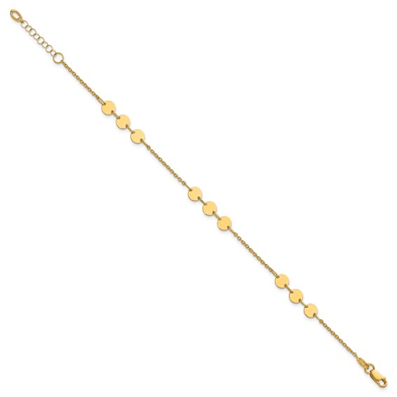 Leslie's 14K Polished Circle Disc w/1in ext. Bracelet