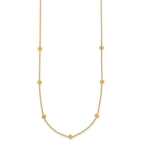 Leslie's 14K Polished Diamond-shaped Disk Station w/2in ext. Necklace