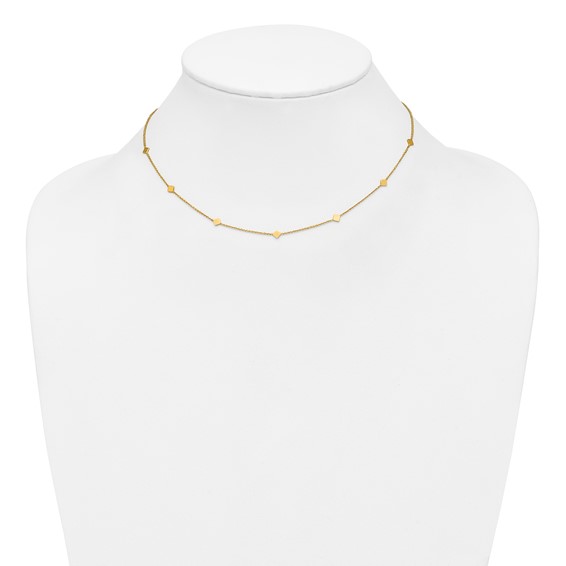 Leslie's 14K Polished Diamond-shaped Disk Station w/2in ext. Necklace