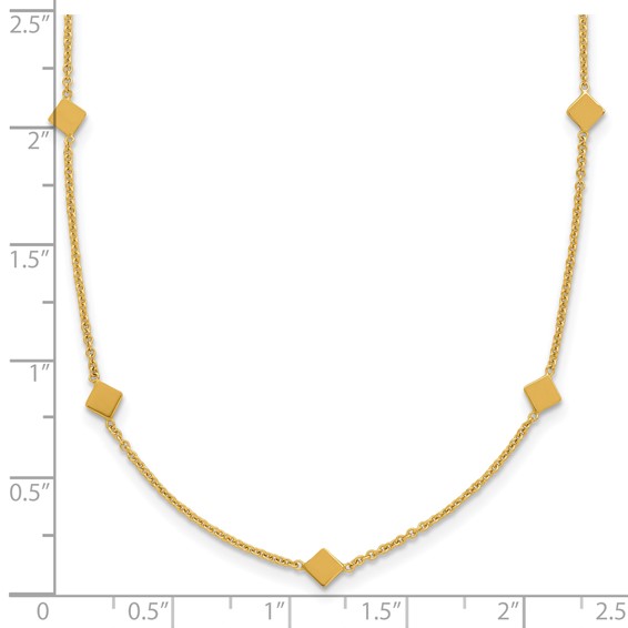 Leslie's 14K Polished Diamond-shaped Disk Station w/2in ext. Necklace