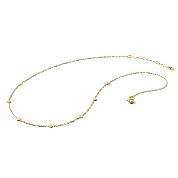 Leslie's 14K Polished Diamond-shaped Disk Station w/2in ext. Necklace