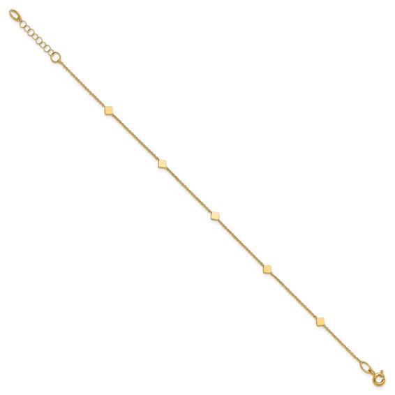 Leslie's 14K Polished Diamond-shaped Disk Station w/1in ext. Bracelet