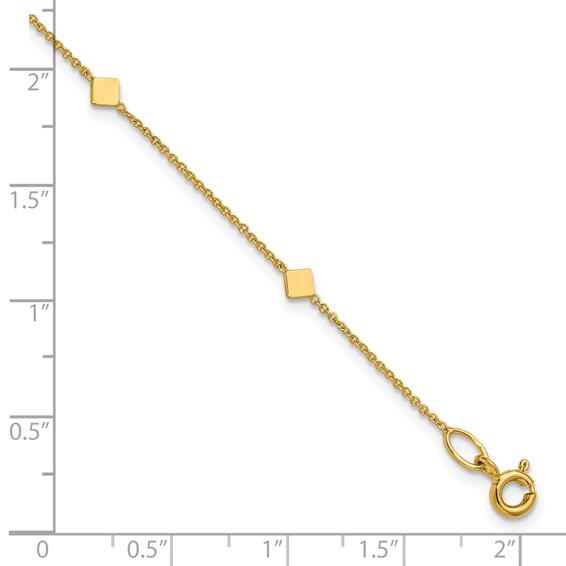 Leslie's 14K Polished Diamond-shaped Disk Station w/1in ext. Bracelet