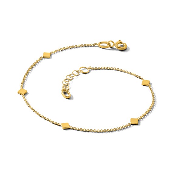 Leslie's 14K Polished Diamond-shaped Disk Station w/1in ext. Bracelet