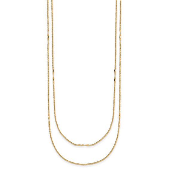 Leslie's 14K Polished 2-Strand Twist Bar Station Necklace