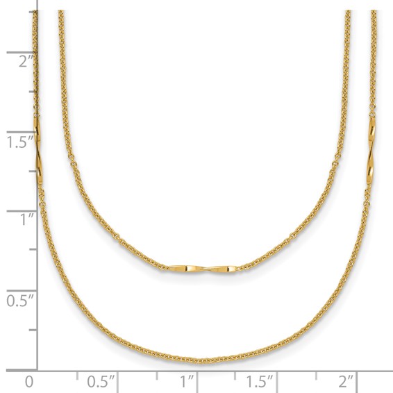 Leslie's 14K Polished 2-Strand Twist Bar Station Necklace