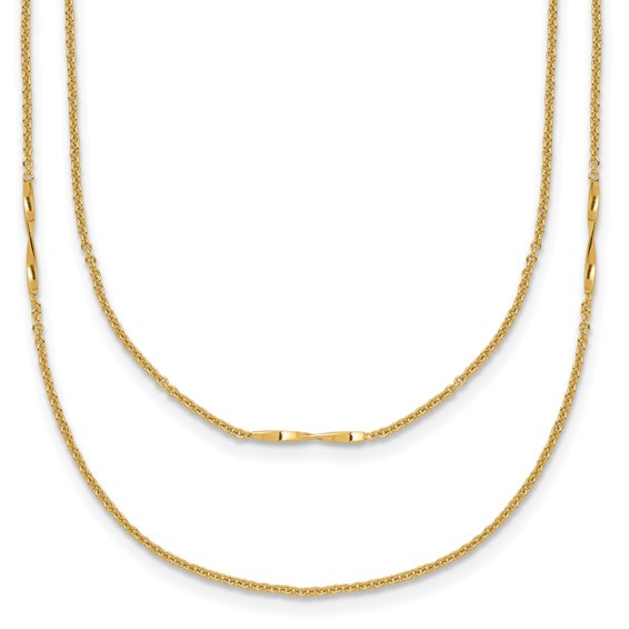 Leslie's 14K Polished 2-Strand Twist Bar Station Necklace