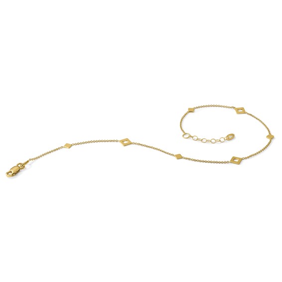 Leslie's 14K Geometric Squares 9 inch Plus 1 inch Extender - Total 10 inch Anklet