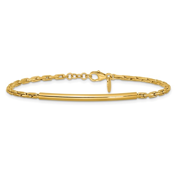 Leslie's 14K Polished Fancy Link Bar w/.5in ext. Bracelet