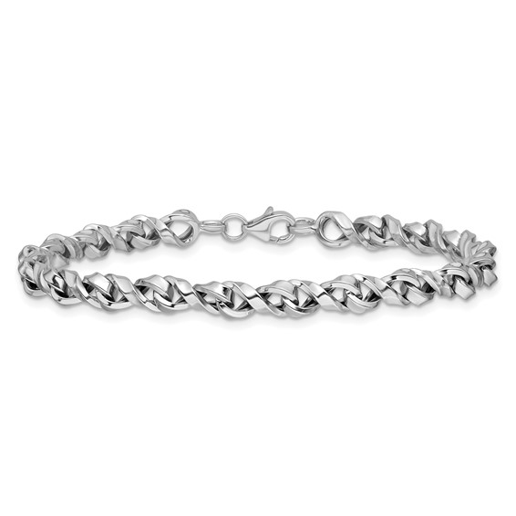 Leslie's 14K White Gold Fancy Twisted Link Bracelet