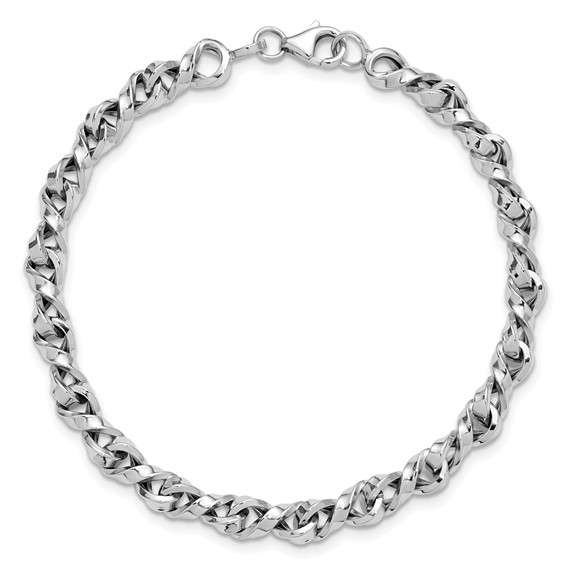 Leslie's 14K White Gold Fancy Twisted Link Bracelet