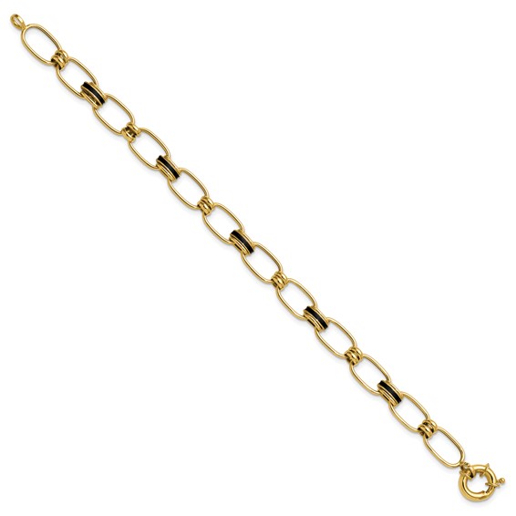 Leslie's 14K w/Enamel Polished Fancy Oval Link Bracelet