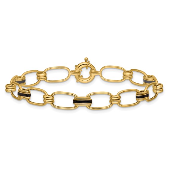 Leslie's 14K w/Enamel Polished Fancy Oval Link Bracelet