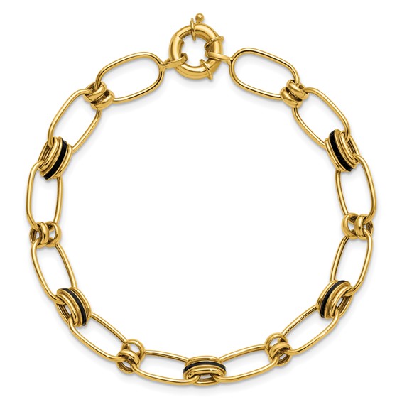 Leslie's 14K w/Enamel Polished Fancy Oval Link Bracelet