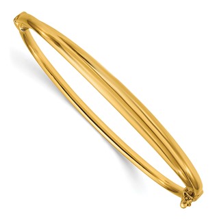 Leslie's 14K Polished Grooved Hinged Bangle