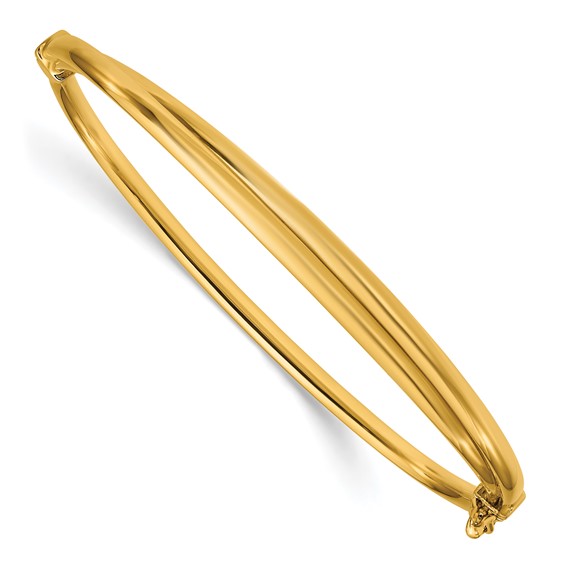 Leslie's 14K Polished Grooved Hinged Bangle