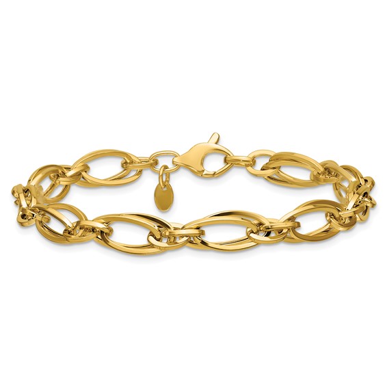 Leslie's 14K Polished Fancy Oval Link Bracelet
