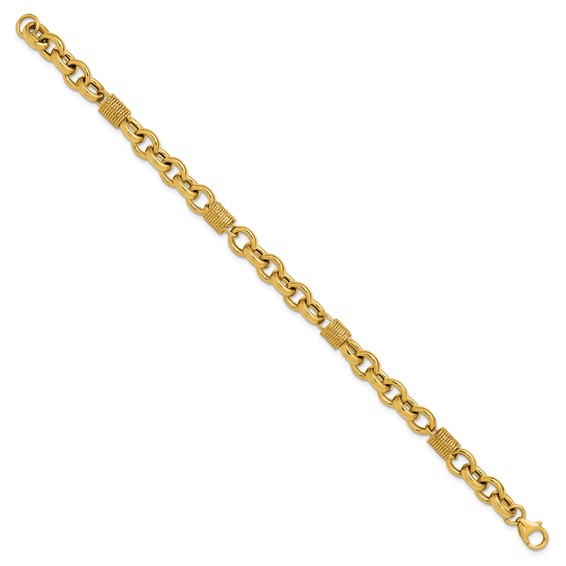 Leslie's 14K Polished and Textured Fancy Link Bracelet