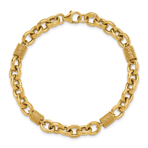 Leslie's 14K Polished and Textured Fancy Link Bracelet