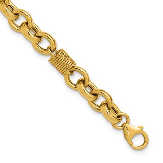 Leslie's 14K Polished and Textured Fancy Link Bracelet