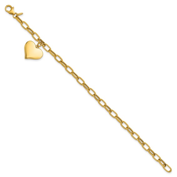 Leslie's 14K Polished Heart Charm Bracelet